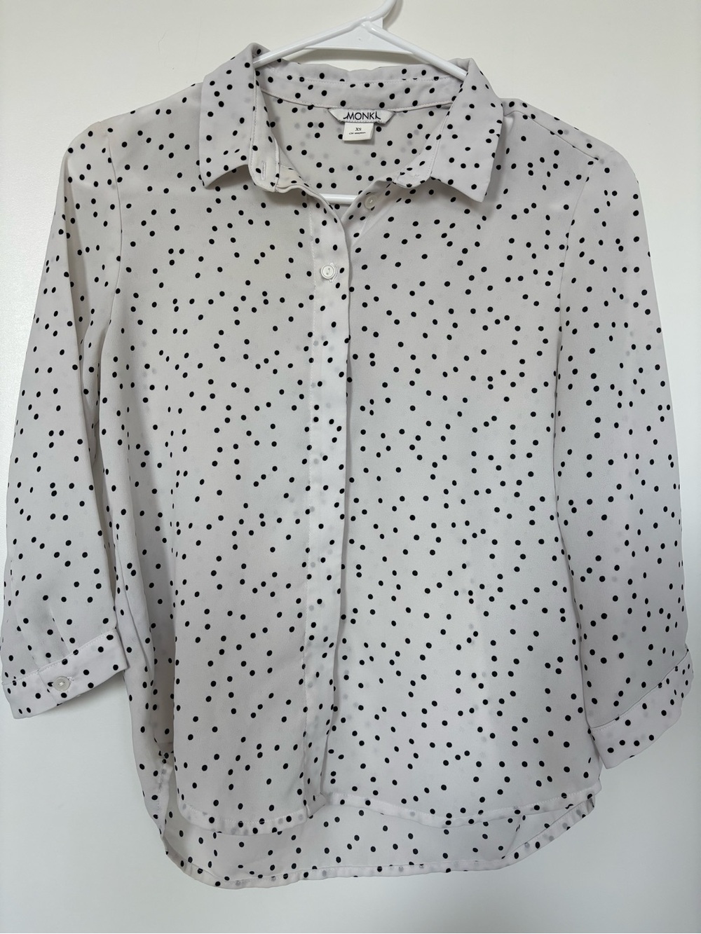 Monki White Blouse with Black Polka Dots
